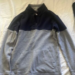 Children place dark blue and gray fleece with 3/4 zipper & front pocket size 14